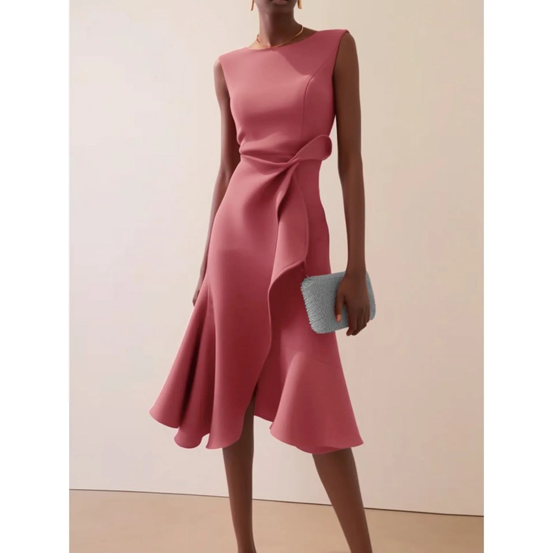 Elegant Women's Evening Dress Autumn Winter Temperament Fashionable Clothing Sleeveless High Waist Personalized Long Dresses