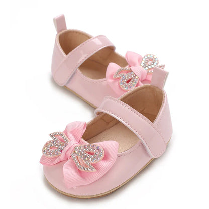Spring and Autumn Bow Mary Jane Princess Shoes  Baby Girl Rubber Bottom Anti slip Sneaker