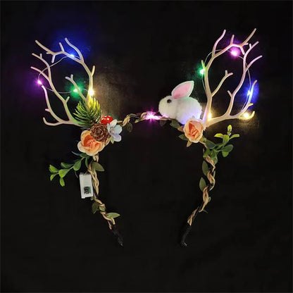 Christmas LED Light Antler Headband Cute  Christmas Party Atmosphere Decoration