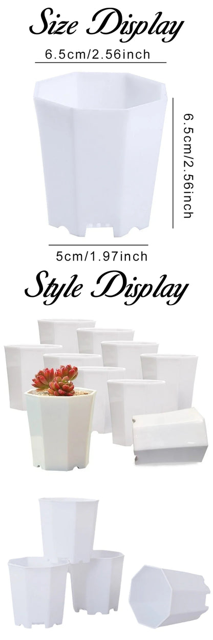 Octagonal Flowerpot Plastic Flower Pots Set White Plant Pot with Drainage Holes Indoor Outdoor Succulents Growth Pots ZYF