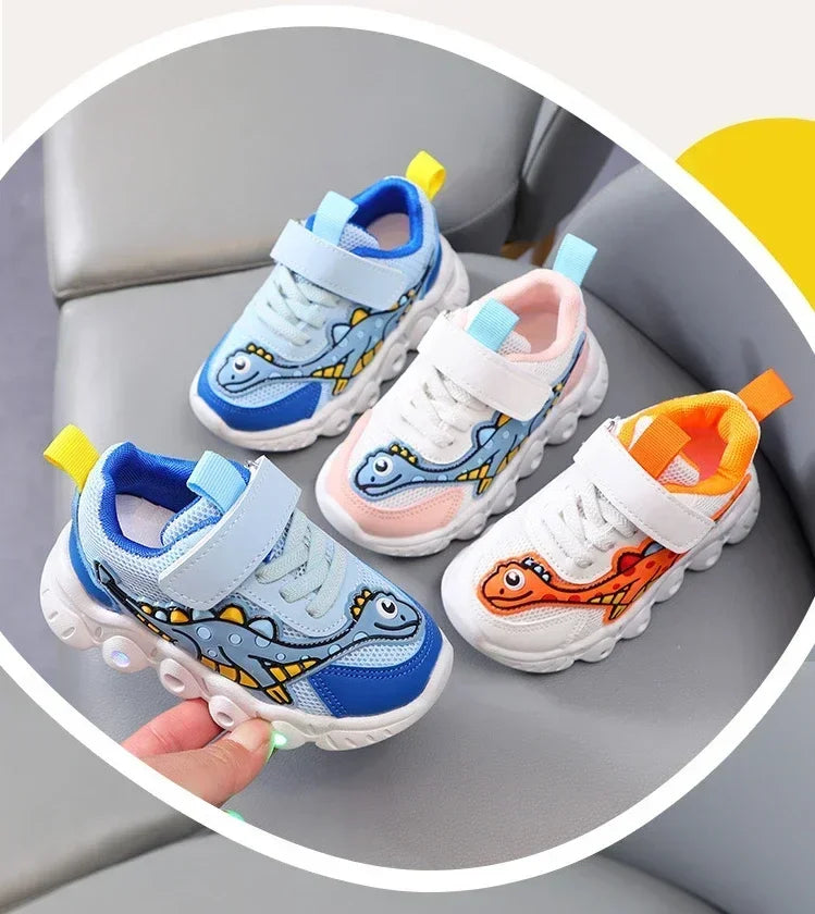 Children Cute Cartoon Boys Casual Sneaker for Children Shoes Girl Mesh Breathable Lighting Shoes Baby Illuminated Shoe