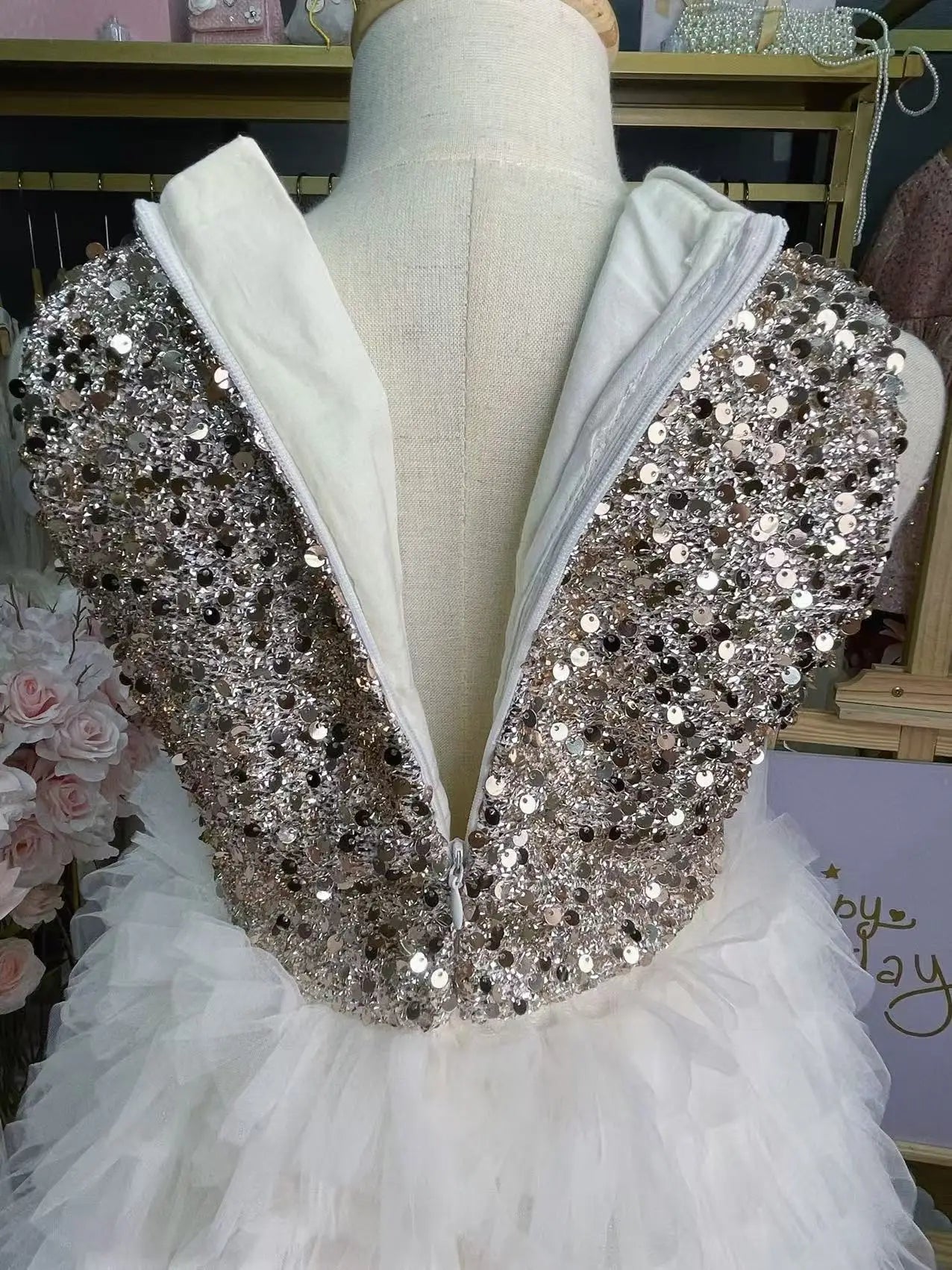 New Summer Party Dress for Kids Girls Sequined Sleeveless Mesh Cake Princess Dress Fashionable and Comfortable Skirt S4016