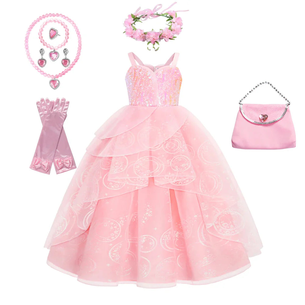 Girl Princess Dress Carnival Party Princess Dress Birthday Party Dress Children's Pink Cute Dress Girl's Party Dress