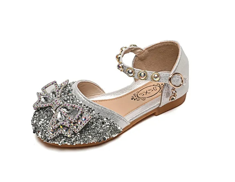 New Children Princess Shoes for Girls Bowtie Glitter Children Baby Dance Shoes Bling Bling Party Casual Toddler Girl Sandals