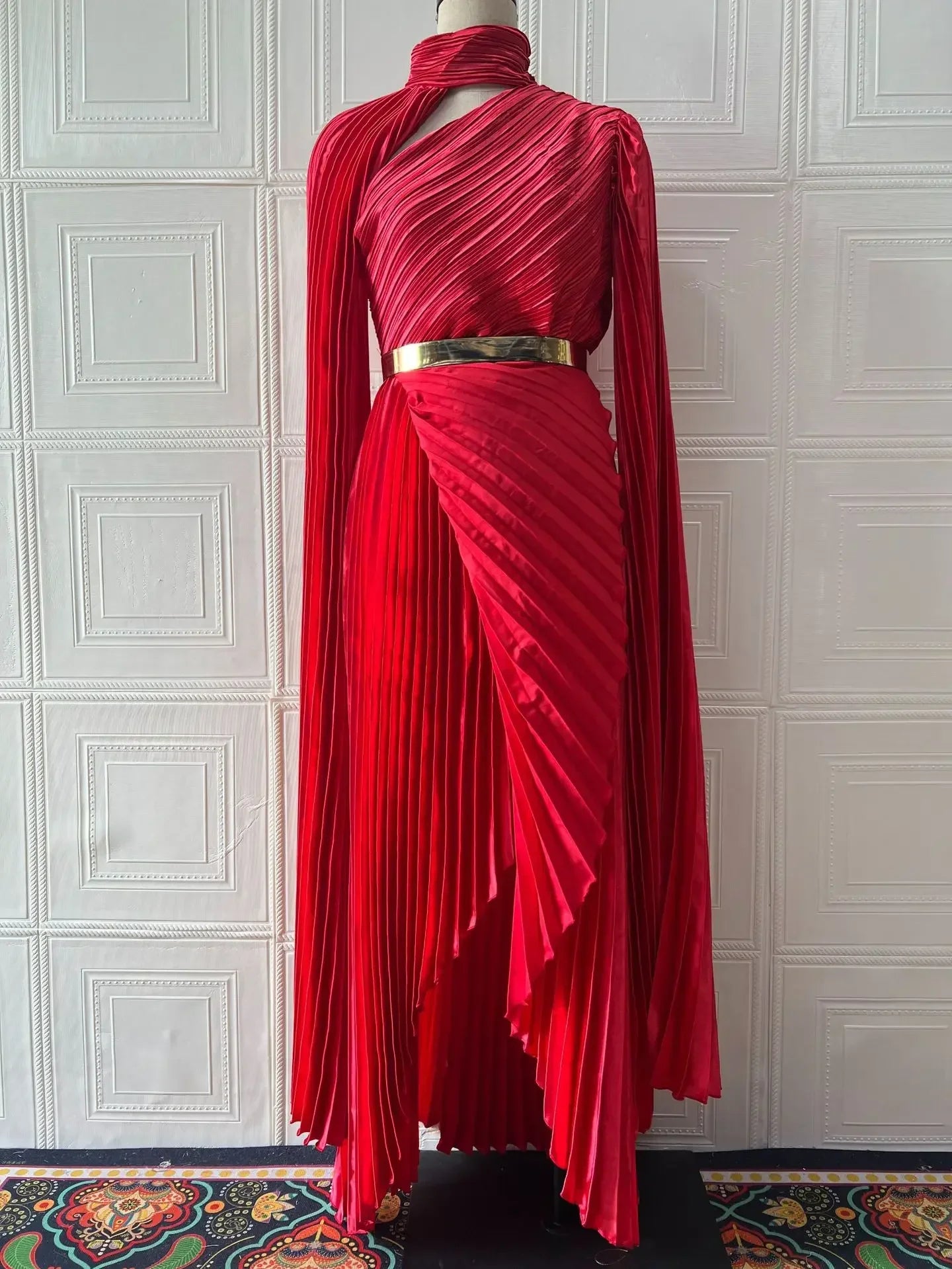 Elegant Party Dress for Women Temperament Fashion  Fall Winter New Batwing Sleeve Shawl Split Vestidos Evening Long Dresses