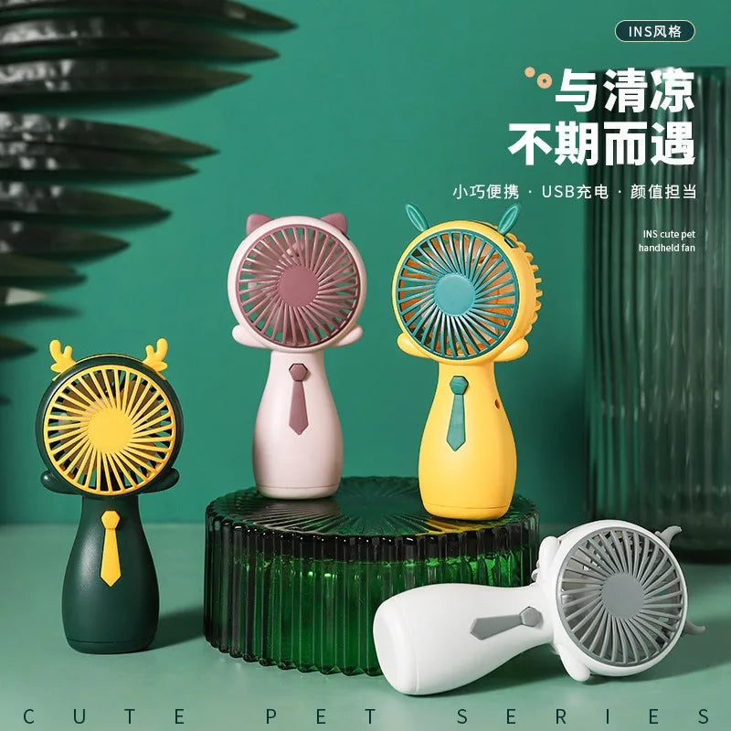 Portable Handheld Fans USB Charging Cartoon Desktop Mini Fan Fisherman Student Summer Outdoor Climbing Fishing Tools Fans