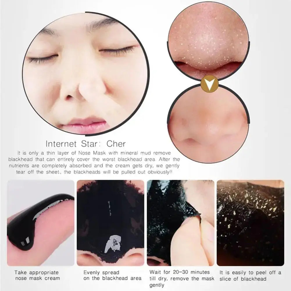 Deep Cleansing Black Mask Bamboo Charcoal Blackhead Remover Face Mask Skin Care  Peal-off Nose Mask Skin Care