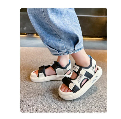 New Hot Sales Black Beige Soft Boys Girls Beach Shoes Casual Non-slip Kids Baby Sports Sandals