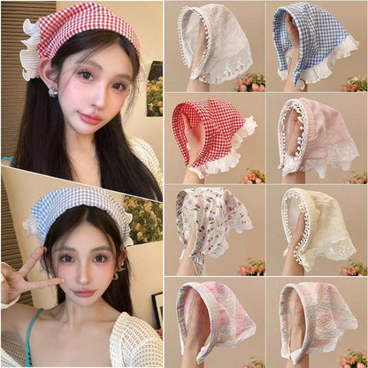 Lace Triangular Hair Scarf Headband Square Headscarf Hairband Turban Bandage Bandana Headband Women Headwarp Hair Accessories