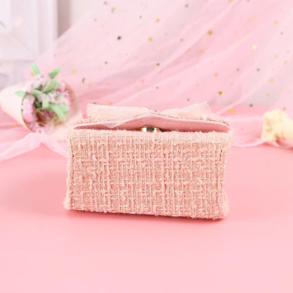Pink Princess Crown Colorful Bow Children's Bag Fashion Hand-held Pearl Diagonal Girl Cross Body Shoulder Messenger Bags Purse