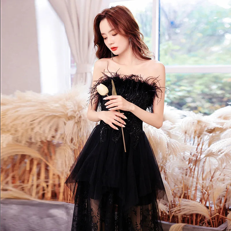 2025 Singing host Party Dresses Woman White Black Dresses for Women Evening Festive Special Occasions Luxurious Gala Dress