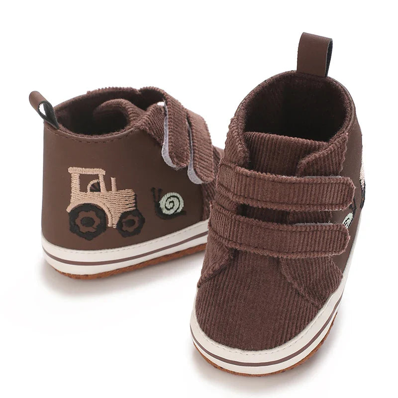 Autumn and Spring Brown Baby Sneakers for Boys 0-12 Months First Walking Shoes
