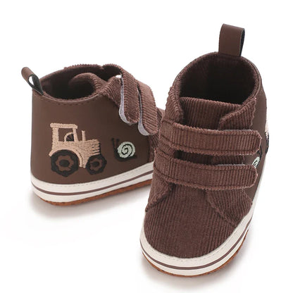 Autumn and Spring Brown Baby Sneakers for Boys 0-12 Months First Walking Shoes