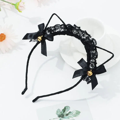 Cute Lace Cat Ears Headband Fancy Dress Hairband Women Girls Cosplay Headwear Masquerade Anime Costume Party