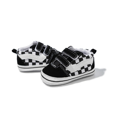 Baby Boy Girl Shoes Canvas Sneakers Non-slip Rubber Sole Plaid Streaks First Walkers Infant Baby Unisex Casual Shoes