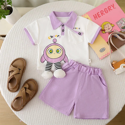 Summer Clothes for Children Baby Girls Cartoon T-Shirt And Shorts 2pcs Set Kids Infant Toddler Fashion Tracksuit