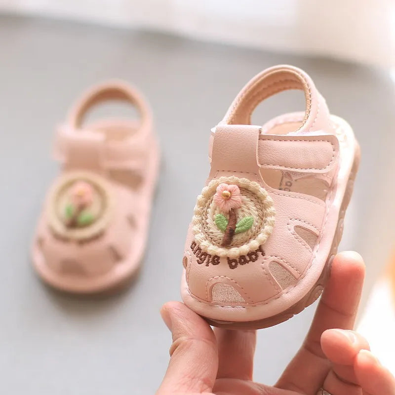 Baby Boys Girls Sandals Summer Baby Wedding Dress Flat Shoes Newborn Crib Shoes First Walkers Prewalkers Shoes