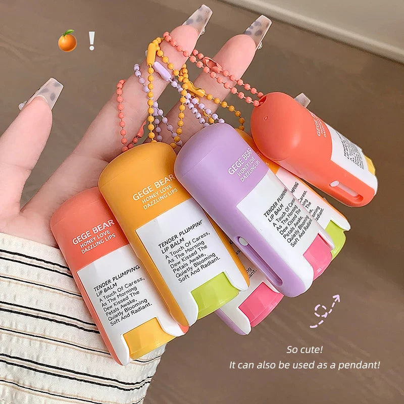 Gege Bear Large Capacity Lip Balm Keychain Pendant, Hydrating & Moisturizing Lip Care, Perfect as Lipstick Base & Accessory