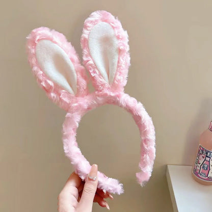 New cute plush headband with bow & rabbit ears,lace trim for delicacy.Soft skin-friendly,no hair damage.Perfect for washing face
