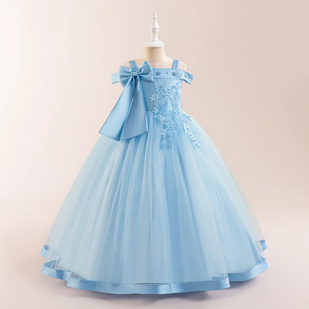 Fashion Bridesmaids Party Girls Dresses Elegant Flower Wedding Princess Dress for Girl Birthday Evening Prom Christmas Costumes
