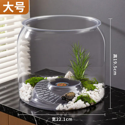 Round Spiral Climbing Platform Aquarium,Desktop Ecological Habitat with High-Transparency Viewing,Spiral Ramp Terrarium