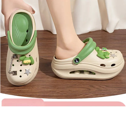 New summer thick bottom high elastic waterproof EVA clogs shoes comfortable sandals non-slip half slippers beach shoes