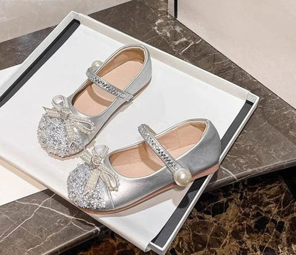 Girls Crystal Sparkle Princess Shoes Kids Fashion Leather Comfortable Party Performance Flats for Toddlers