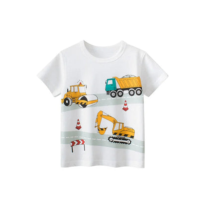 Jumping Meters Hot Selling Boys Girls Summer Baby T Shirts Short Sleeve Cartoon Cars  Toddler Tees Tops Boys Girls Clothing