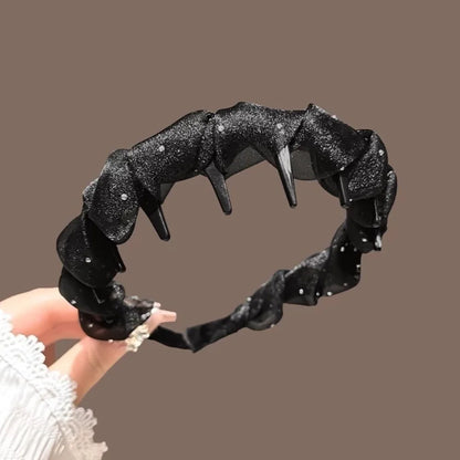 Fashion Lace Mesh Hairband Pleated U Shape Hair Comb Toothed High Cranium Hair Hoop for Women Girls