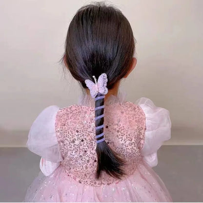 Cute Elastic Telephone Wire Line DIY Butterfly Hair Bundle Phone Cord Ponytail Holder Girls