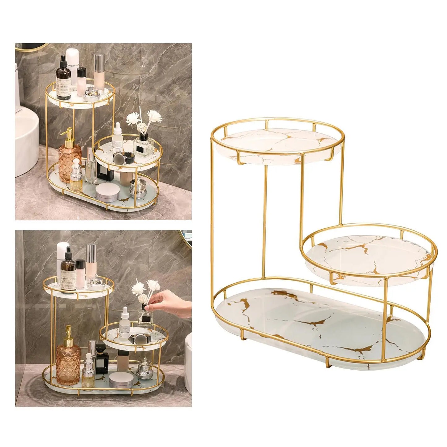 Cosmetic Decorative Tray three tier Perfume Organiser for Bathroom Decor