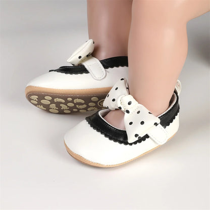Lioraitiin Toddler Baby Girls Princess Shoes Soft Bow Non-slip Bottom First Walker Shoes Shoes