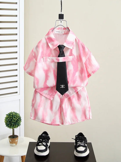 Summer Boys Clothes Suit Fashion Children's Shirt+Shorts 2Pcs/Set Toddler Wedding Party Suit Kids Vacation Outfit 2-11 Years