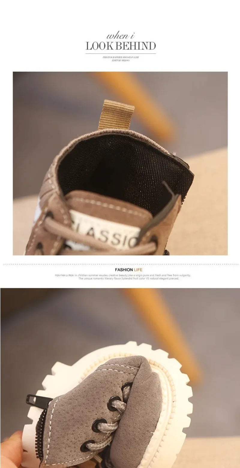 Material Plush Kids Winter Boots Cotton Fabric Spring Autumn Children Shoes Baby Toddler Boys Girls Boots