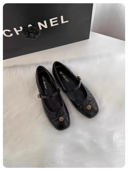Spring and Autumn temperament commuting shallow mouth single shoe square toe Mary Zhen single shoe women