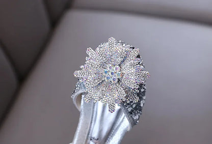 Kids Rhinestones Bow Sandals Cute Girls Party Sandals Children's Princess Shoes Fashion Soft Sole Flat Beach Sandals