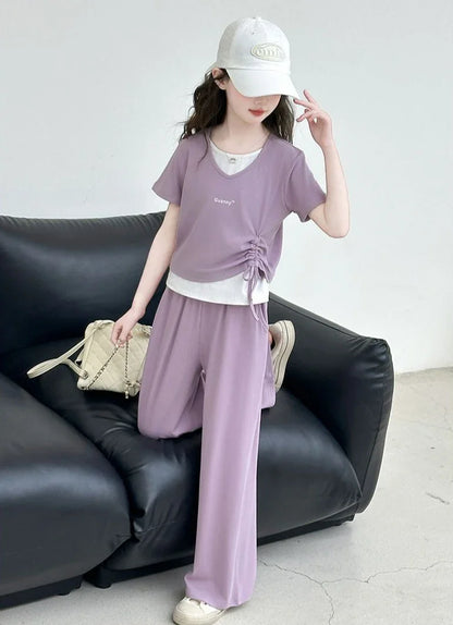 Child Summer Outfit Clothes for Teens Elementary Kids Girl Set Sweatshirt Korean Reviews Many Girls Student Suit 11