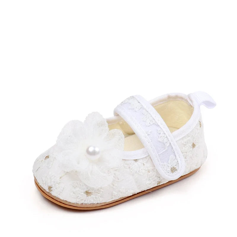 Baby Girls Princess First Walking Toddler Shoes With High Quality Embroidery Design And TPR Sole For 0-18M Baby