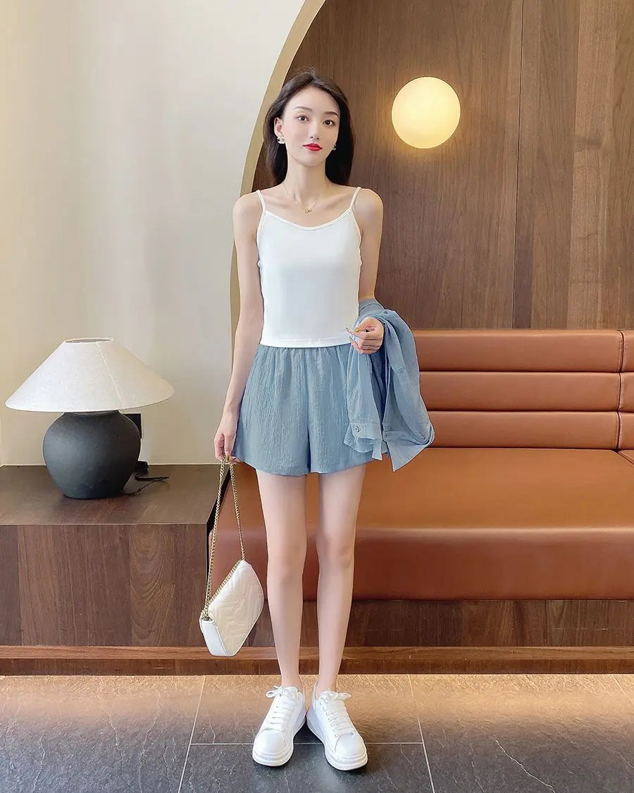 Spring and Summer Sun Protection Women's Set Stylish Loose Shirt Shorts High-end Elegant Women's Three Piece Set