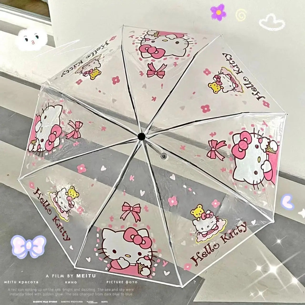 Sanrio Kuromi Folding Umbrella Cinnamoroll Printed Windproof Kawaii Mini Storage Girl Gift Rainy Outing Portable Lightweight Y2K
