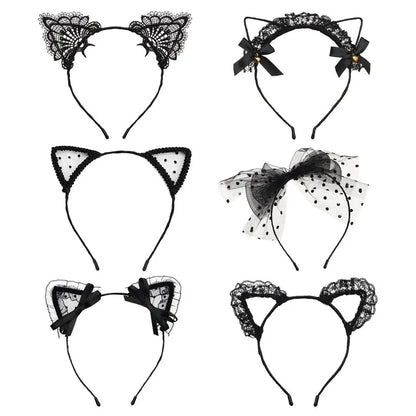Cute Lace Cat Ears Headband Fancy Dress Hairband Women Girls Cosplay Headwear Masquerade Anime Costume Party