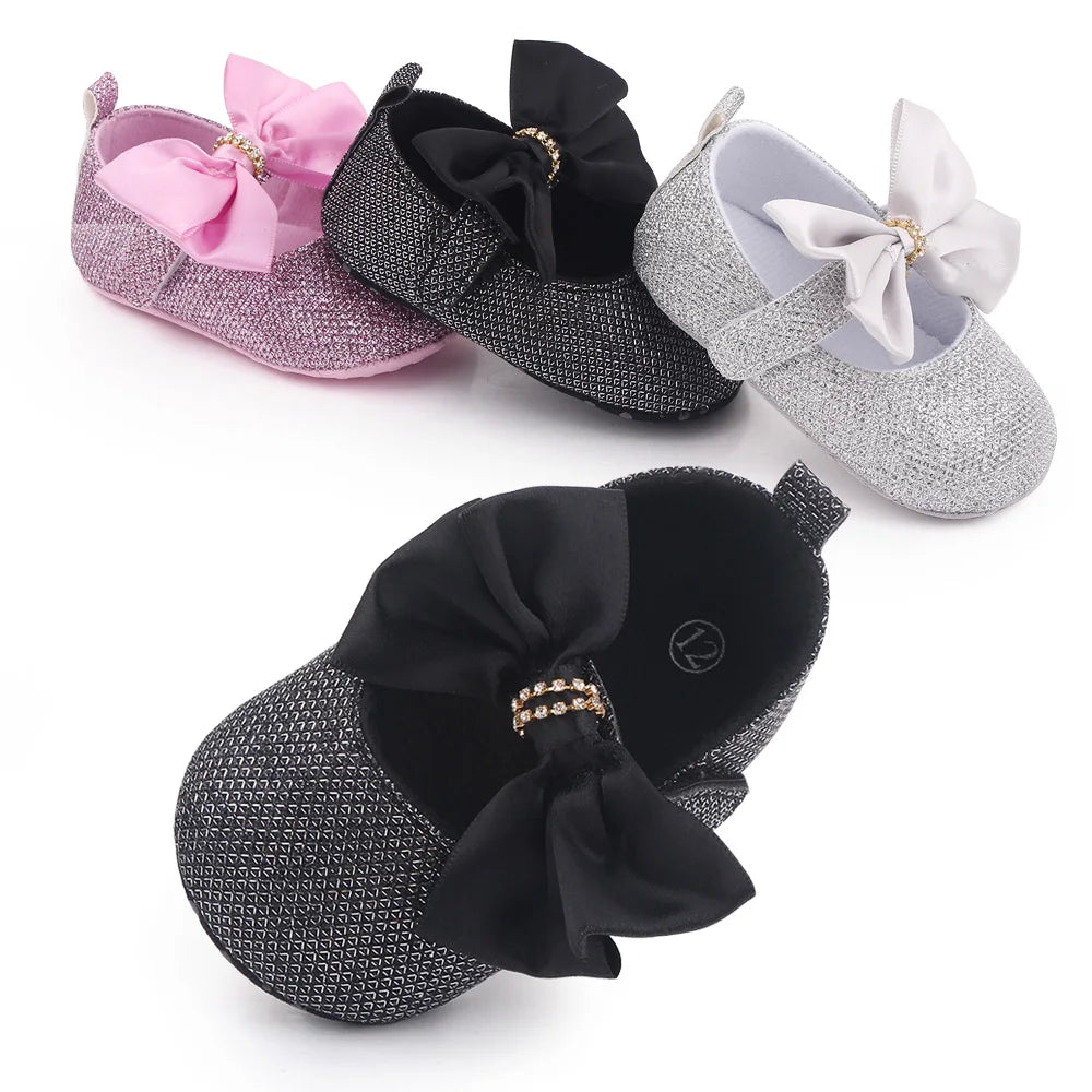 Spring Autumn Beautiful Baby Girl Princess Shoes Soft Soled Butterfly Bowknot Fashion Design Solid Newborn Prewalker Shoes