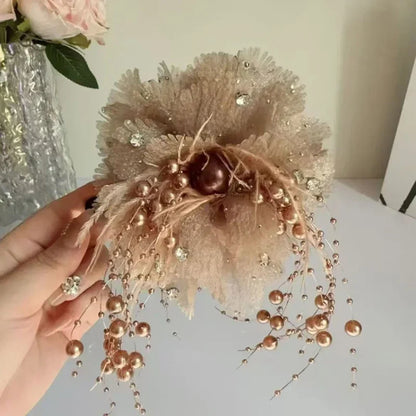 Fashion Fairy Butterfly Feather Tassel Hair Claw Shark Clips Temperament Mesh Flower Claw Clip Women Headwear Hair Accessories