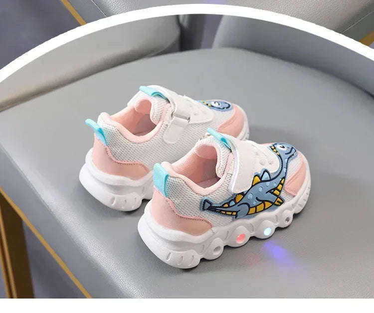 Children Cute Cartoon Boys Casual Sneaker for Children Shoes Girl Mesh Breathable Lighting Shoes Baby Illuminated Shoe