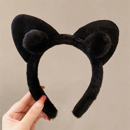 Hair Band Female Wash Face Cat Ears Headband Net Red Simple Cute Girl Heart Wide-brimmed Plush Hair Band Hairpin Head Jewelry