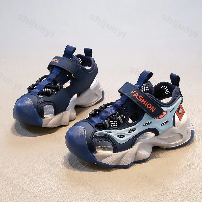 Children's Mesh Hollow Breathable Casual Sandals Boys' Fashion Sports Cool Shoes 2025 Summer Soft Soled Non Slip Beach Sneakers