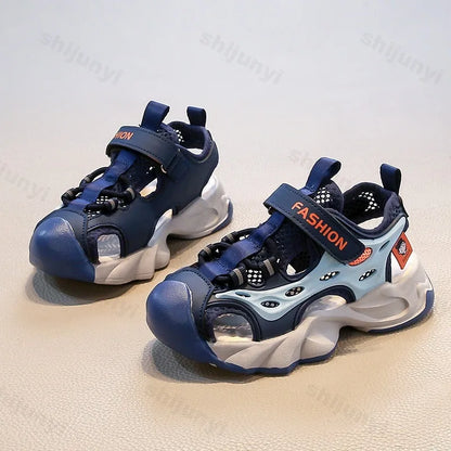 Children's Mesh Hollow Breathable Casual Sandals Boys' Fashion Sports Cool Shoes 2025 Summer Soft Soled Non Slip Beach Sneakers