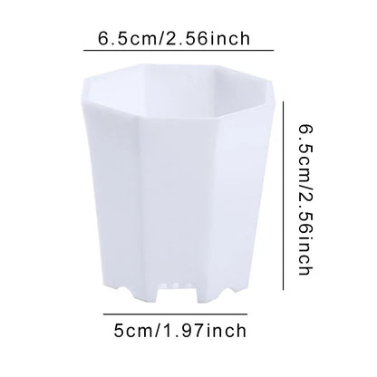 Octagonal Flowerpot Plastic Flower Pots Set White Plant Pot with Drainage Holes Indoor Outdoor Succulents Growth Pots ZYF