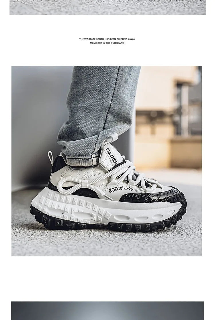 New Thick Soled Height Increasing Men's Casual Shoes 2025 Spring Color Blocked Comfortable Fashion Trend Low Cut Chunky sneakers   (Available)