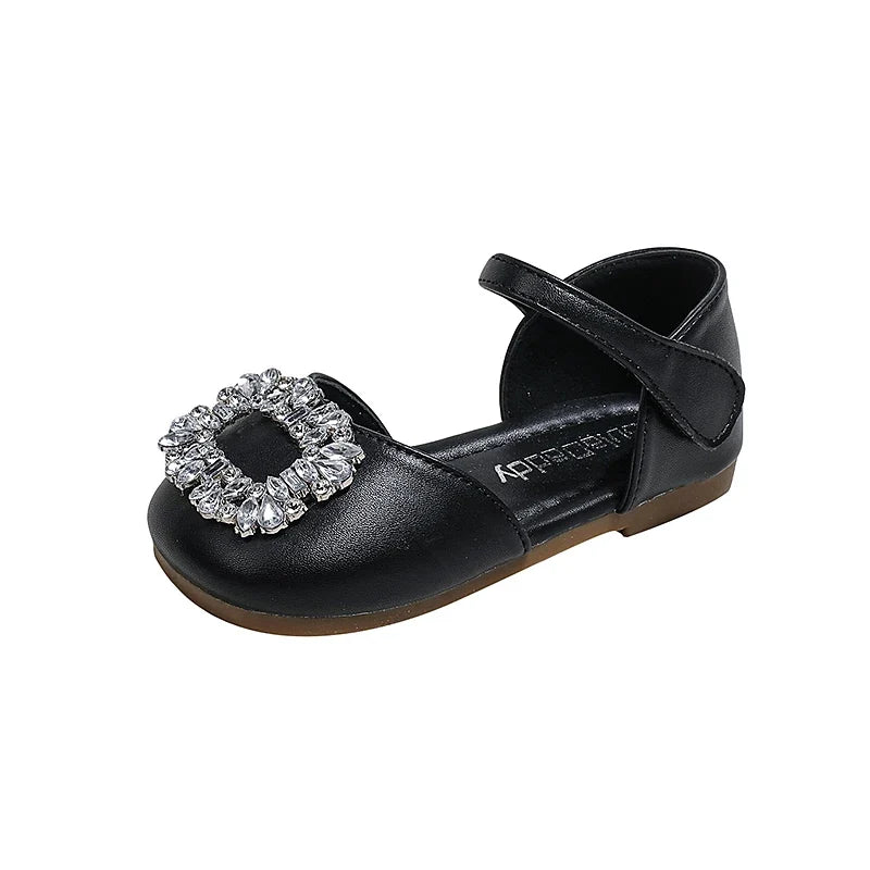 Fashion Causal Kids Party Dress Sandals Rhinestone Children's Ballet Flat Sandals Hook Loop